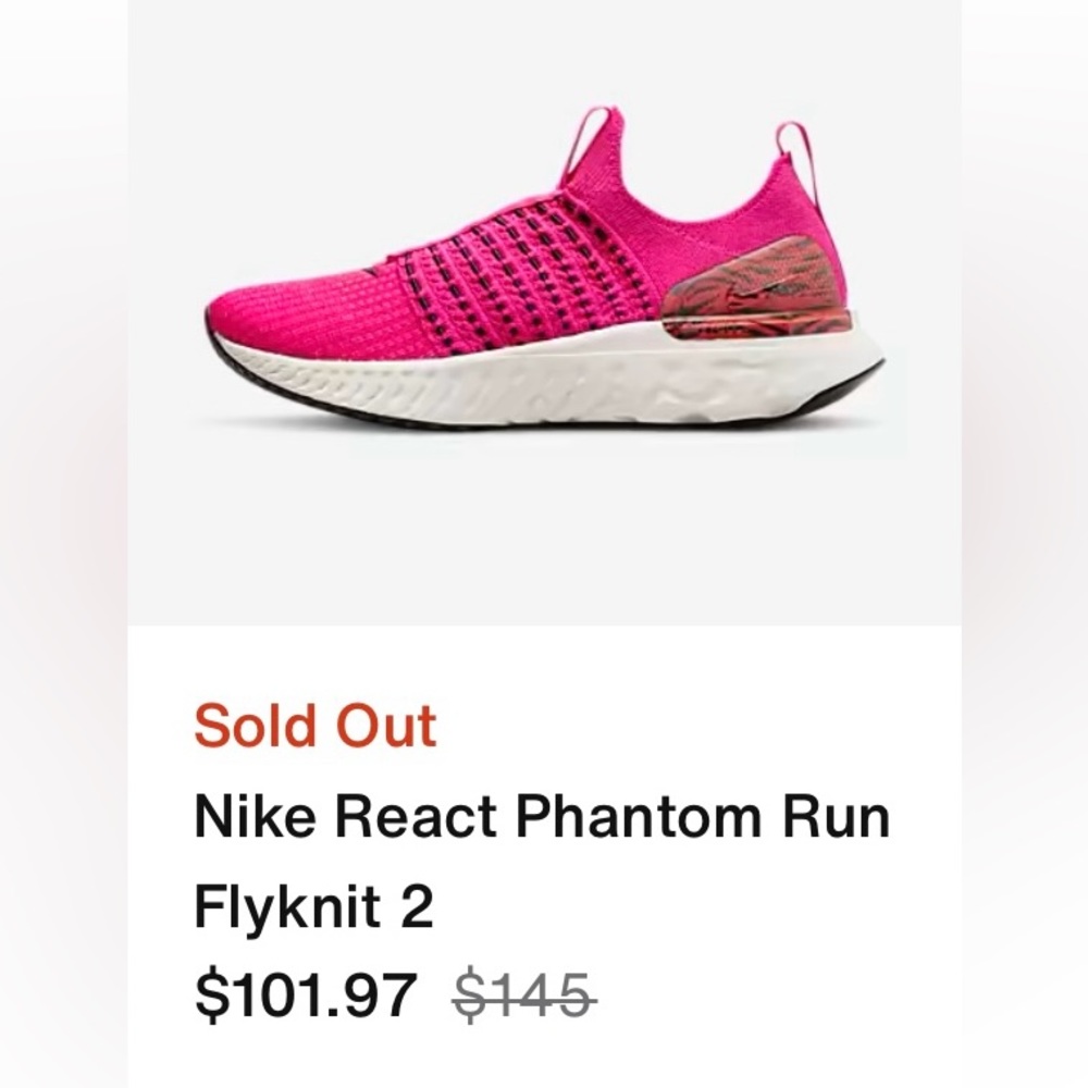 SOLD 🙅🏼‍♀️ Wmns React Phantom Run Flyknit 2 'Pink Prime Zebra'